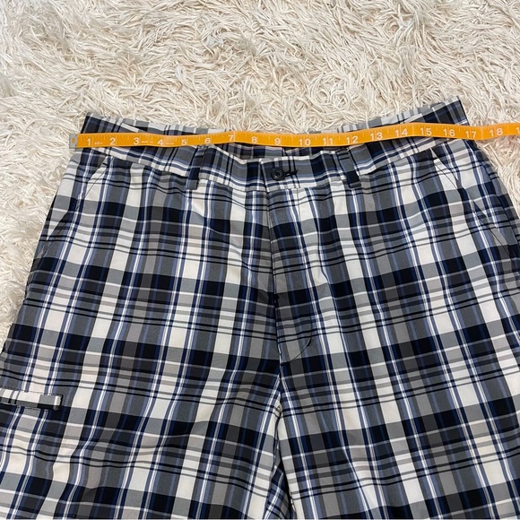 Grand Slam Mens Flat Front Polyester Plaid ￼Black White & Blue Shorts Size 34 - Picture 10 of 10